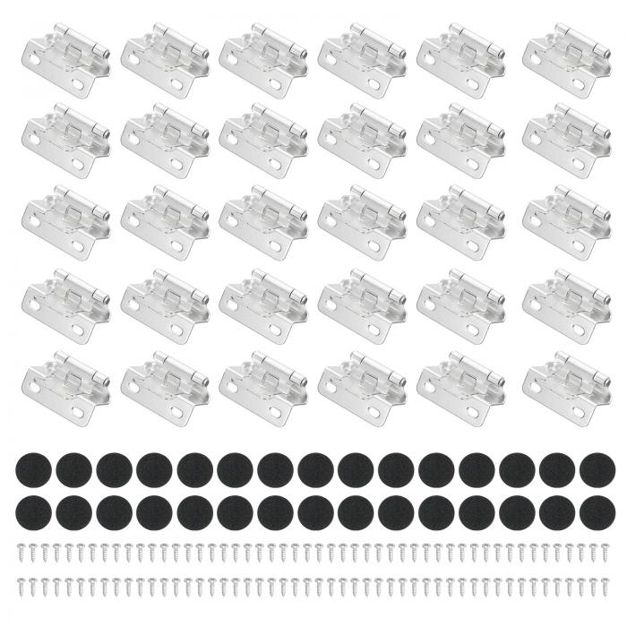 PATIKIL セルフクロージングキャビネットヒンジ セミオーバーレイ 1/2インチ、30個 セミコンシールド フラッシュフェイスマウント キャビネットヒンジ（スクリュー付き） キッチン バスルーム ファニチャー キャビネットドア シルバートーン