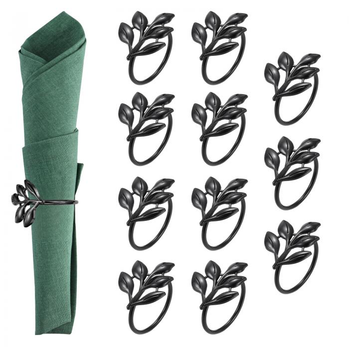 PATIKIL ナプ キンリングホルダー 12個 リーフナプ キンホルダーリング ホリデーサービエットディナー..