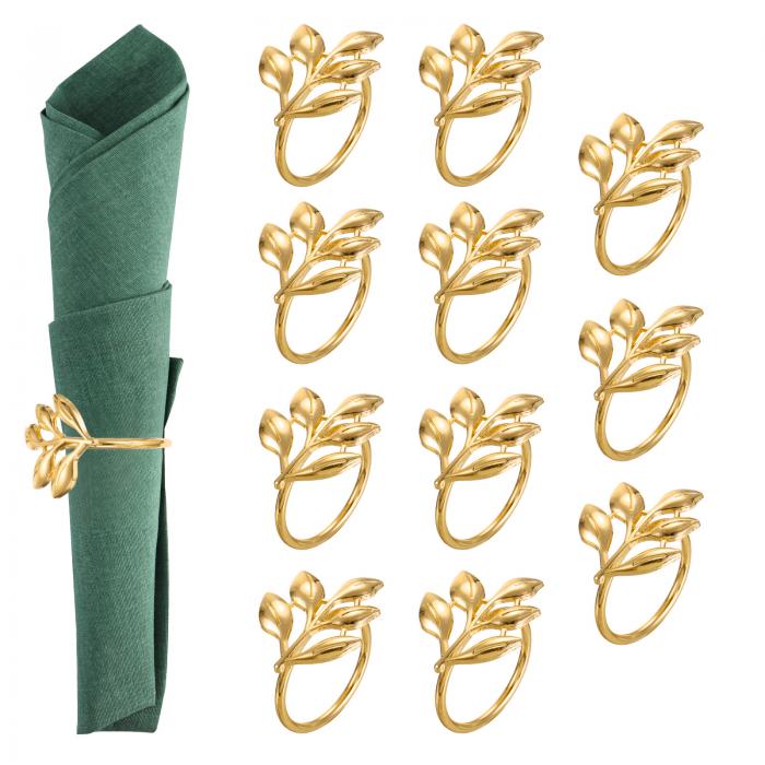 PATIKIL ナプ キンリングホルダー 12個 リーフナプ キンホルダーリング ホリデーサービエットディナー..