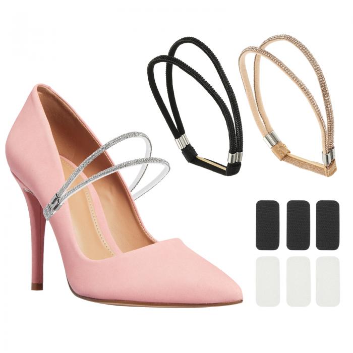 PATIKIL エラスティックハイヒールシューストラップ、ハイヒール用の3ペアのラインストーンシューレー..