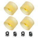PATIKIL 70mm スケートボードホイール 1セット 78A 硬度 ストリートホイール PU フラッシュ クルーザーホイール 高弾性 608RS ベアリング付き スケートボード交換用 透明イエロー