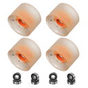PATIKIL 70mm スケートボードホイール 1セット 78A 硬度 ストリートホイール PU フラッシュ クルーザーホイール 高弾性 608RS ベアリング付き スケートボード交換用 透明オレンジ