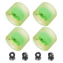 PATIKIL 70mm スケートボードホイール 1 セット 78A 硬度 ストリートホイール PU フラッシュ クルーザーホイール 高弾性 608RS ベアリング付き スケートボード交換用 透明緑