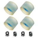 PATIKIL 70mm スケートボードホイール 1セット 78A 硬度 ストリートホイール PU フラッシュ クルーザーホイール 高弾性 608RS ベアリング付き スケートボード交換用 透明ブルー