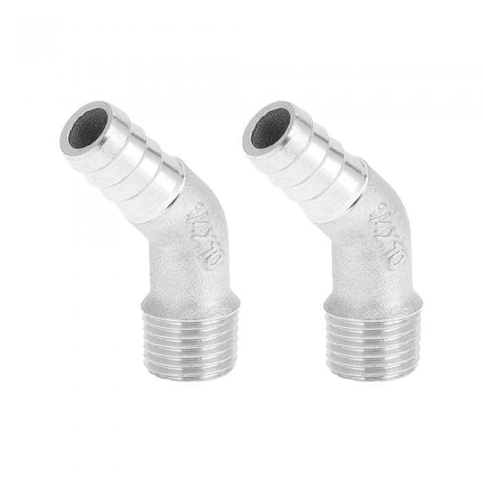 VekAuto 304ステンレススチールホースバーブ継手25/64" OD 1/4" BSP-T 45度エルボジョイント エア 水 ..