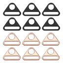 PATIKIL 1.5インチ三角バックルアジャスター、12個の三角Dリングメタルバックル、バッグストラップ用バーシベルクリップ、ローズ金/クッション黒