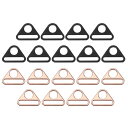 PATIKIL 1.3インチ 三角形バックルアジャスター、18個の三角形Dリングメタルバックルとバースイベルクリップ、バッグストラップウェビングドッグタグクリップ、ローズ金/クッション黒