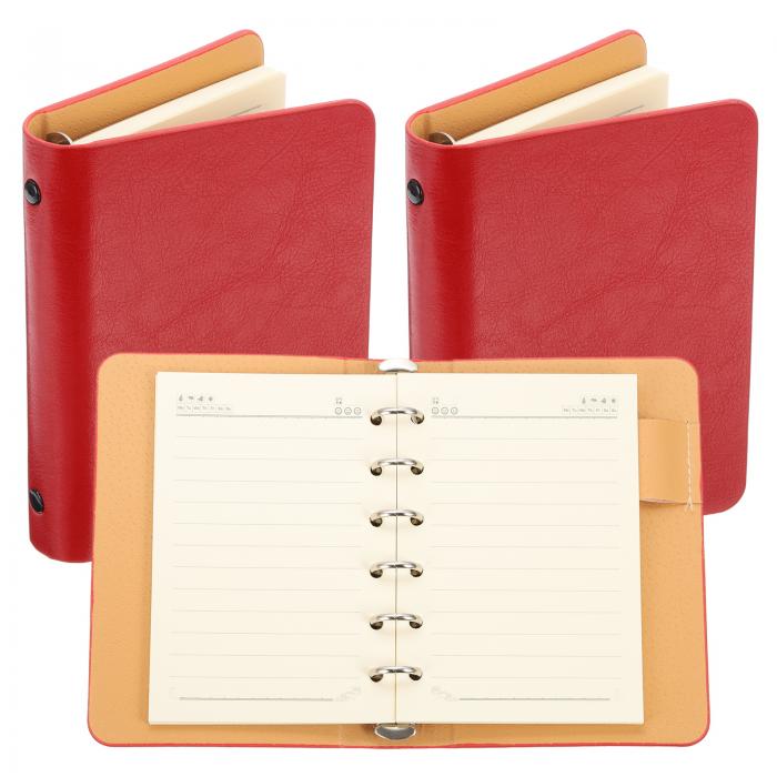 PATIKIL 6リングバインダーカバー、2パックA7レザーノートバインダーミニリフィル可能なルーズリーフパ..