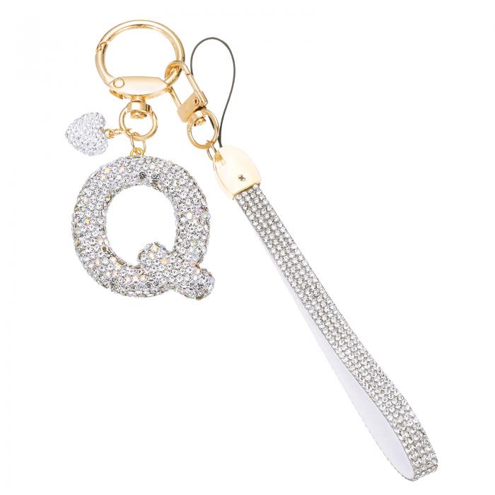 PATIKIL ブリングレターキーチェーン スパークリーイニシャルキーチェーンダイヤモンドレターキーリス..