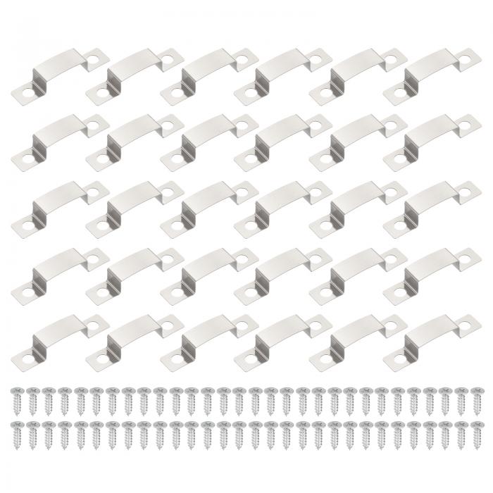 PATIKIL LEDストリップクリップ 40個 ステンレススチール取り付けブ ラケット固定クリップクランプサポートホルダー 17mmx6mm LEDストリップ照明ケーブル用 ネジ付き