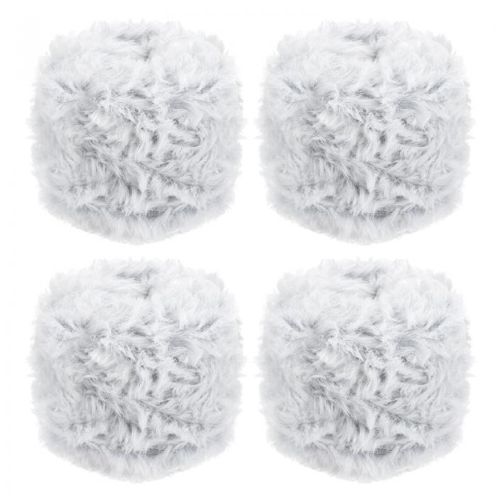 PATIKIL 毛糸 64m ふわふわ フェイクファー糸 約100g 4玉 柔らかい フェイクファー生地 かぎ針編み DIY..