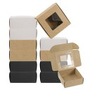 PATIKIL 3.5"x3.5"x1.5" 紙製石鹸ボックス(窓付き) 30個入り自家製石鹸ボックス スクエア プレゼント パッケージングボックス 誕生日 クリスマス DIY クラフト 黒/ホワイト/クラフト