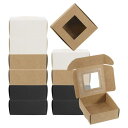 PATIKIL 2.5"x2.5"x1" ペーパーソープボックス ウィンドウ付き 30パック ホームメイドソープボックス スクエア プレゼント パッケージングボックス 誕生日 クリスマス DIY クラフト 黒/ホワイト/クラフト