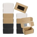PATIKIL 窓付き4"x2.5"x2" ペーパーソープボックス 30個入り 自家製ソープボックス 長方形 プレゼント パッケージングボックス 誕生日 クリスマス DIY クラフト 黒/ホワイト/クラフト