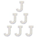 PATIKIL 文字J 6個 DIY ラインストーン アルファベット デコパーツ 装飾 パーツ イニシャル アクセサリーパーツ プレゼント カラフルホワイト