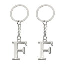 PATIKIL イニシャルレターキーチェーン 2個セット アルファベットFペンダントキーリング バックパック 財布 バッグ用 シルバー