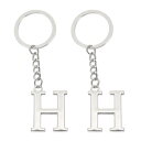 PATIKIL イニシャルレターキーチェーン 2個セット アルファベットHペンダントキーリング バックパック 財布 バッグ用 シルバー