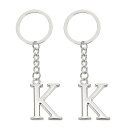 PATIKIL イニシャルレターキーチェーン 2個セット アルファベットKペンダントキーリング バックパック 財布 バッグ用 シルバー