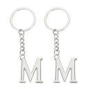 PATIKIL イニシャルレターキーチェーン 2個セット アルファベットMペンダントキーリング バックパック 財布 バッグ用 シルバー