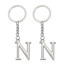 PATIKIL イニシャルレターキーチェーン 2個セット アルファベットNペンダントキーリング バックパック 財布 バッグ用 シルバー