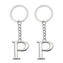 PATIKIL イニシャルレターキーチェーン 2個セット アルファベットPペンダントキーリング バックパック 財布 バッグ用 シルバー