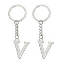 PATIKIL イニシャルレターキーチェーン 2個セット アルファベットVペンダントキーリング バックパック 財布 バッグ用 シルバー
