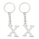 PATIKIL イニシャルレターキーチェーン 2個セット アルファベットXペンダントキーリング バックパック 財布 バッグ用 シルバー