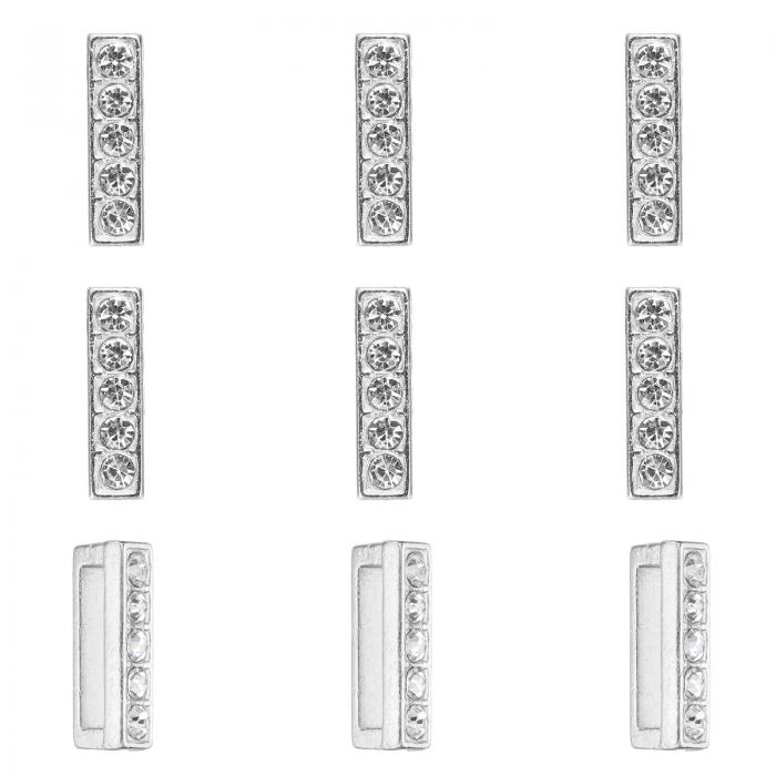 PATIKIL 30個のレター装飾、ラインストーンレターI装飾水晶アルファベットスライドリストバンドペンダント、宝石メイキングレザーカラーネックレス用、シルバー、14mm