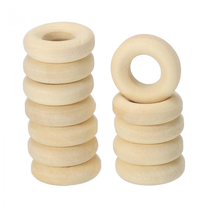 PATIKIL クラフト用12 mm / 0.5インチの木製リング、60個のナチュラルウッドリング未塗装マクラメリングサークルクラフトペンダントコネクター編み物...