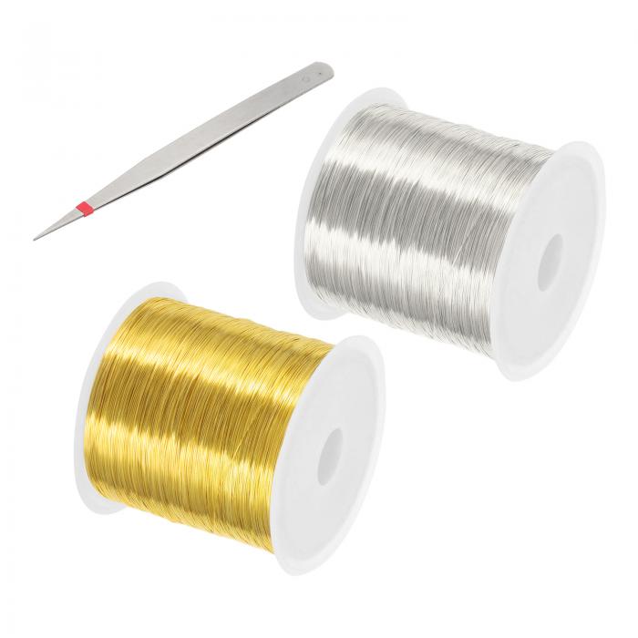 PATIKIL 28ゲージ/0.3 mm 328フィート宝石クラフトワイヤー 2個 銅ビーディングワイヤーとプライヤー ..