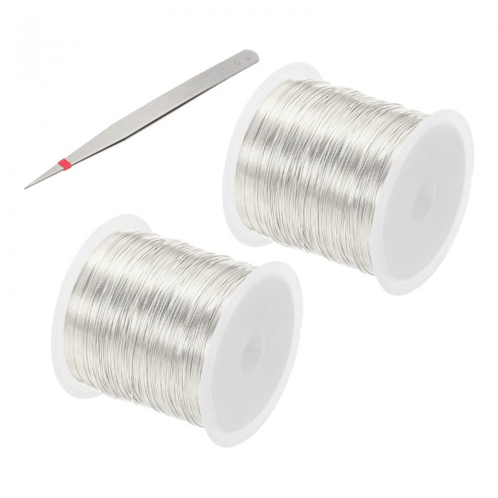 PATIKIL 26ゲージ/0.4 mm 164フィート宝石クラフトワイヤー 2個 銅ビーディングワイヤーとプライヤー ..