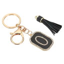 PATIKIL イニシャルレターキーチェーン キュービックジルコニアクリス タルアルファベットキーチェーンレターOタッセルペンダントキーリング女性用財布ハンドバ...