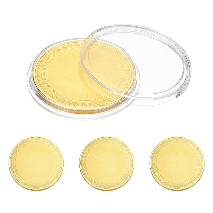 PATIKIL 彫刻用50mm空白コイン 4個セットコイン空白ス レー ザー彫刻空白ス カスタムチャレンジコイン メタルディスクタグ サークルラウンドスタンピングプレート パターン 金色
