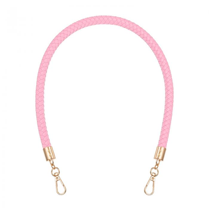 PATIKIL 編み込み財布ストラップ 62cm / 24" PUレザーハンドバッグハンドル交換用金色バックル付きDIY財布ハンドバッグトート製作アクセサリー ピンク