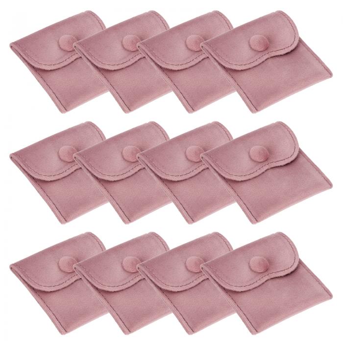 PATIKIL 3x3インチのベルベット宝石ポーチ、12個の宝石パッケージギフトバッグ、ブレスレット、ネックレス、リング、時計用のスナップボタン付き、ピンク