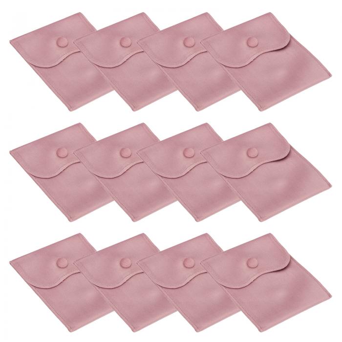 PATIKIL 6x4インチのベルベット宝石ポーチ、12個入りの宝石パッケージギフトバッグ、ブレスレット、ネックレス、リング、時計用のスナップボタン付き、ピンク