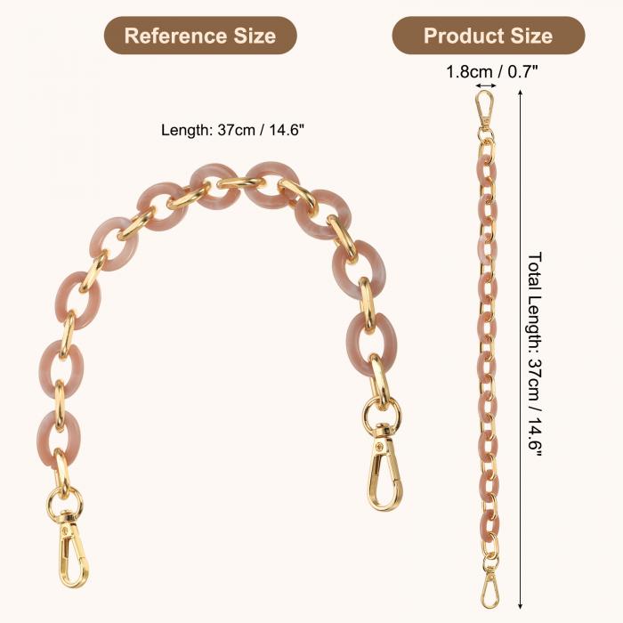 PATIKIL バッグ持ち手 アクリルバッグストラップ 37cm チェーンパース 取っ手 交換用 チェーン ハンドルストラップ 手芸 DIYクラフト ショルダー 単品 ベルト付け替え 女性用 ピンクホワイト 3