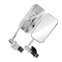 TUCKBOLD 1セット オートバイ用バックミラー ユニバーサル 鉄 クリア ガラスバーエンドサイドミラーマウント クロームカラー 長方形 ストレートハンドル