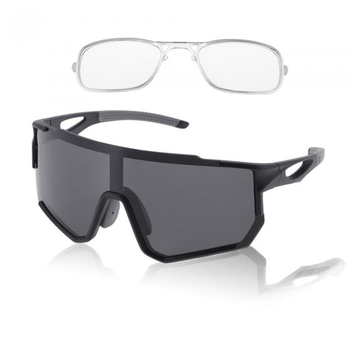 HEROFFIX 1セットのオートバイ用ライディングゴーグル アンチグレア トリアセチールセルロースPC UV400シェードグラス ブラックレンズ ブラックフレーム(2)