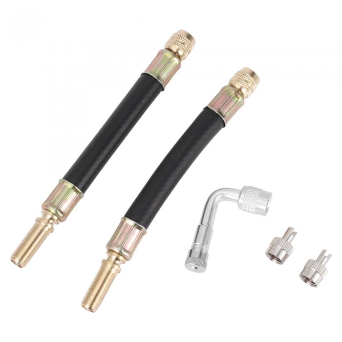 INFINAUTO 1セット 90度 銅製タイヤバルブエクステンション フレキシブルプラスチック付き 125 mm タイヤバルブ空気注入アダプター 車 オートバイ RV トラック 自転車用