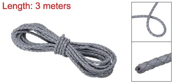 PATIKIL 丸編みの革コード、3 mm丸編みの革コードロープ、クラフト宝石作り、ネックレス、ブレスレット用、ライトグレー（3ヤード） 2
