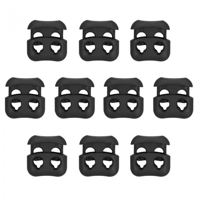 PATIKIL コードストッパー 10個入り 2つ穴 穴径約5mm プラスチック製コードロック 補修 アウトドア キ..