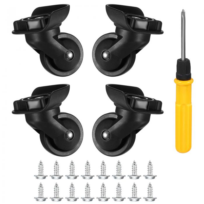PATIKIL スーツケース ホイール交換 左右スイベルホイール用 2ペアスーツケースホイールキャスター修理 黒(3.4x3.4x3.4x3.4 / 1.3x1...