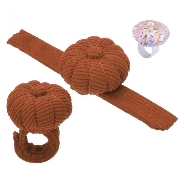 PATIKIL リストパンプキンピンクッション エラスティックストラップリング付きスナップピンクッション ..