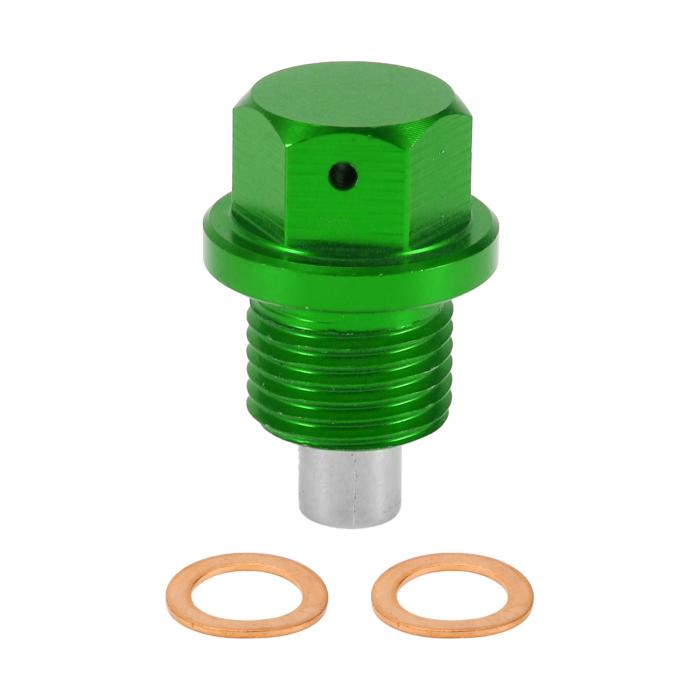 RATCHROLL 1セットのユニバーサルオイルドレンプラグアンチリークオイルパンドレンボルトスクリュースレッドリペアガスケット付きマグネティックグリーンアルミニウム合金銅M14x1.25