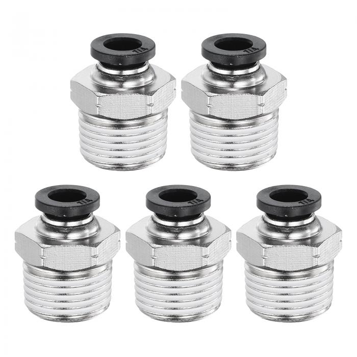 5個のプッシュ・トゥ・コネクト・フィッティング 1/4" チューブ外径 x 3/8" N PT スレッド メール スト..