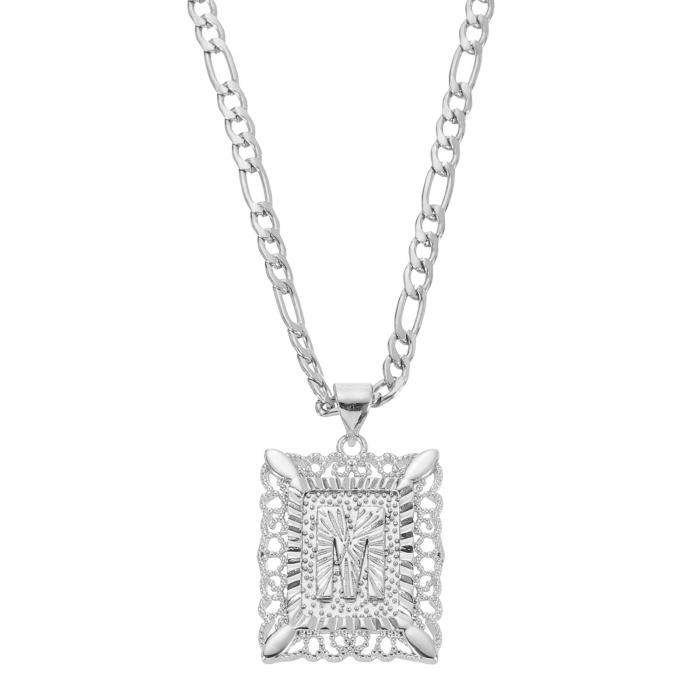 メンズレディース向けのイニシャルペンダントネックレス 20"のステンレススチール製の正方形の大文字ア..