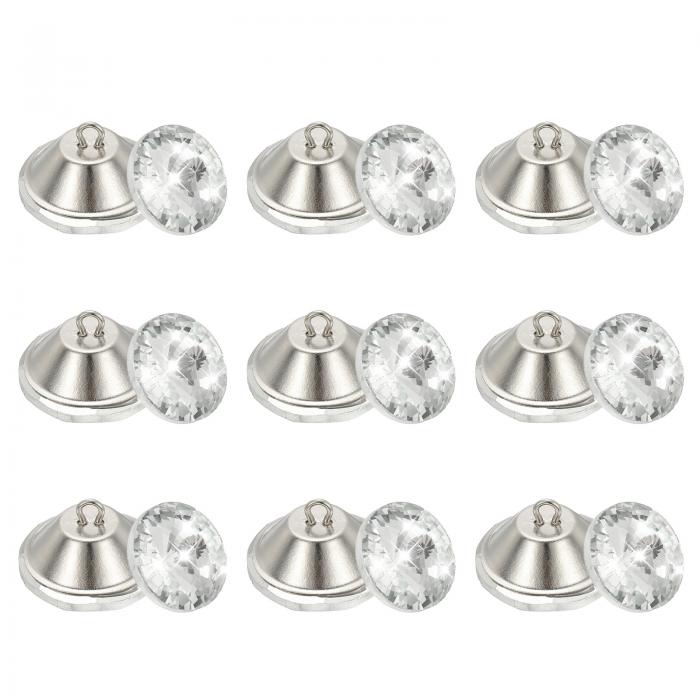 ラインストーン水晶ボタン25個 30mm 布張りタフティングボタン 金属ループ付き ソファベッドヘッドボー..