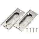 フィンガーフラッシュプル 2 個 4.3 " ステンレススチール モザイク スライディング ドアハンドル埋め込みポケットドアプル ホーム浴室納屋クローゼット窓用ネジ付き シルバートーン
