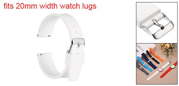 20mm シリコンウォッチバンド クイックリリース 柔軟で柔らかいラバーウォッチストラップ ステンレススチール シルバークラ スプ付き メンズ・レディース用 ホワイト